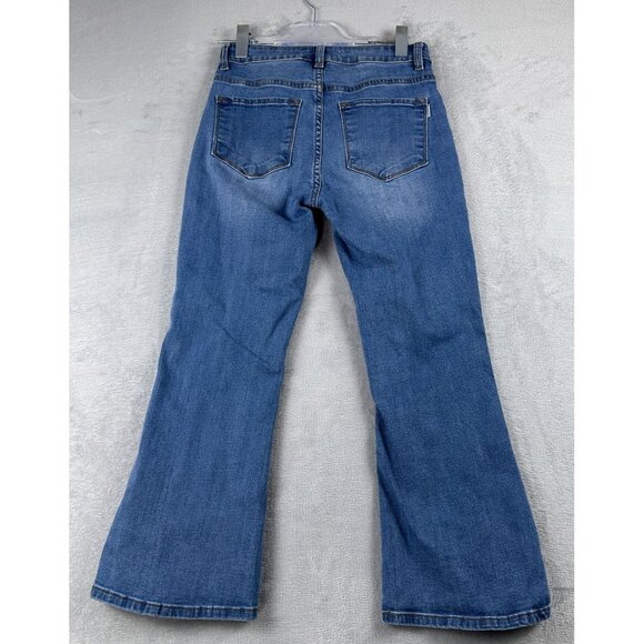 Nature Flare Leg Jeans Womens Size 26 Mid Rise Button Fly Coin Pockets Blue - Picture 2 of 12